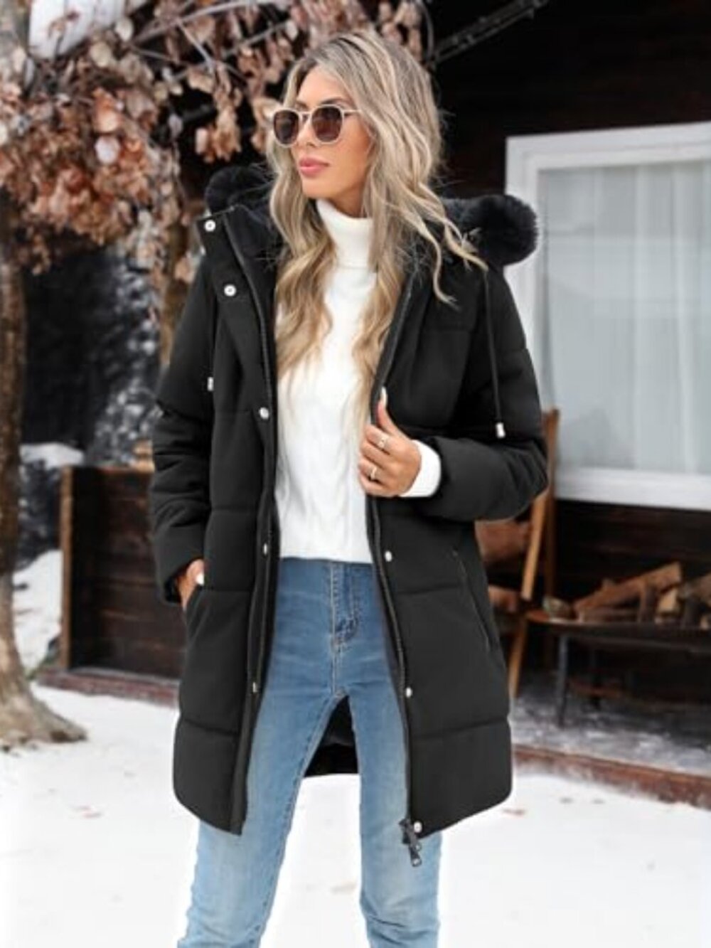 ๐ Women's Winter Jacket - Warm Long Puffer Coat Thicken Fleece Lined Parka - Picture 2 of 7
